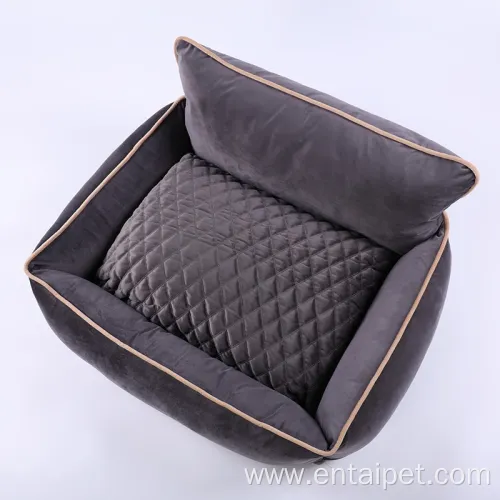 Pet Rectangular Bolster Dog Bed with Pillow Mattress